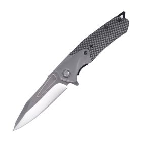 Gray Tanto Blade Pocket Knife, Dual Carry Options, Stable 230g Build for Outdoor Use