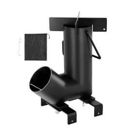 Camping Rocket Stove, Wood Burning Portable Rocket Stove with Carrying Bag for Backpacking, Carbon Steel, Burn Wood