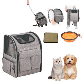 Rolling Pet Carrier Backpack with Removable Wheels for Under 18LBS