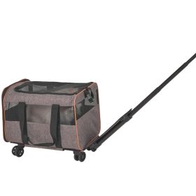 Cat Carrier with Wheels, Airline Approved Rolling Pet Carrier with Telescopic Handle and Shoulder Strap, Dog Carrier with Wheels for Pets under 2