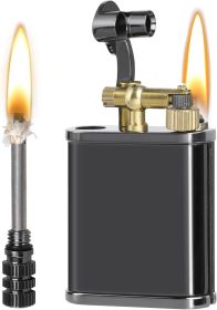 Vintage Trench Lighter, Permanent Match, Cool Pipe Lighter, Unique Metal Lighters, Antique Kerosene Lighters Fluid Refillable (Color: Black)